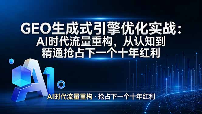 GEO 生成式引擎优化实战：AI时代流量重构，从认知到精通抢占下一个十年红利-摇钱树