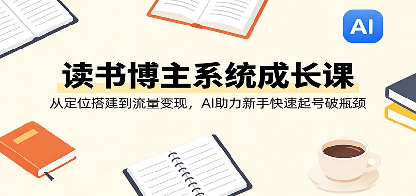 读书博主系统成长课：从定位搭建到流量变现，AI助力新手快速起号破瓶颈-摇钱树