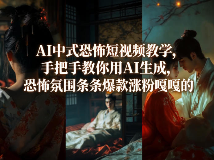 AI中式恐怖短视频教学，手把手教你用AI生成，恐怖氛围条条爆款涨粉嘎嘎的-摇钱树
