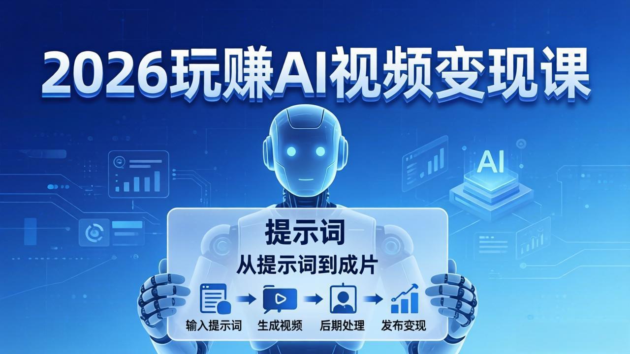 2026玩赚AI视频变现课：掌握 AI 视频全流程技能，从提示词到成片高效产出