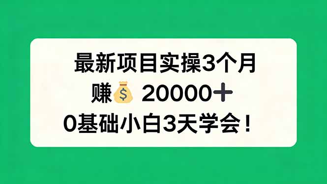 最新项目实操3个月，赚钱20000+，0基础小白3天学会！-摇钱树