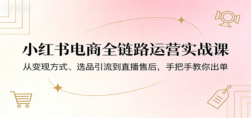 小红书电商全链路运营实战课：从变现方式、选品引流到直播售后，手把手教你出单-摇钱树