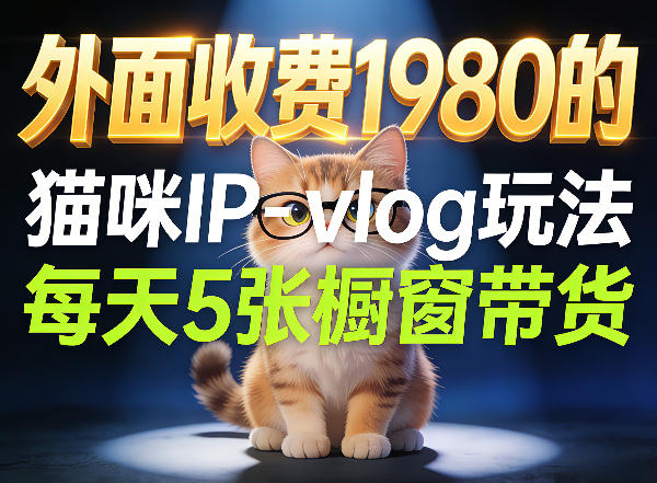 宠物赛道猫咪IP-vlog玩法，26条视频涨粉29W，每天5张橱窗带货拆解-聚豪云创