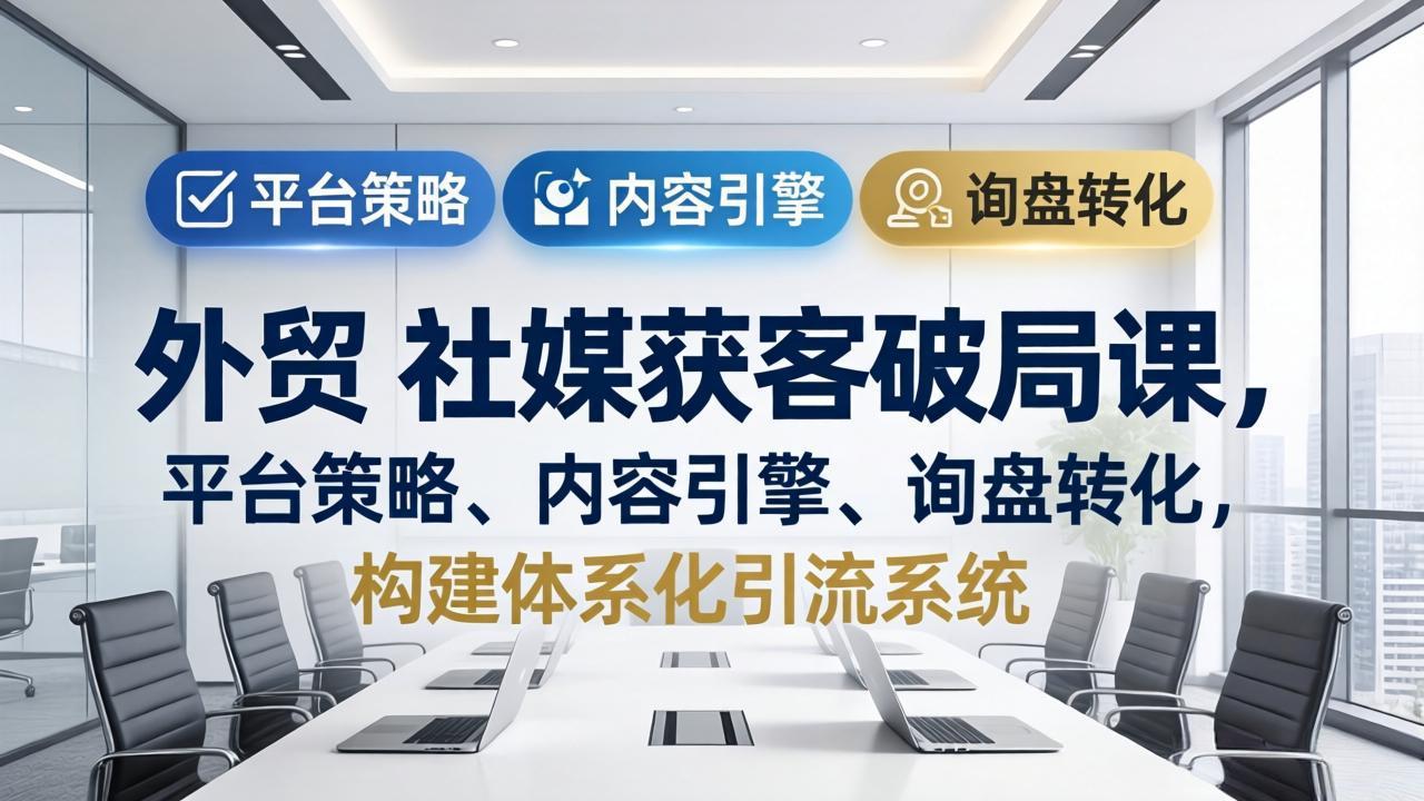 外贸 社媒获客破局课，平台策略、内容引擎、询盘转化，构建体系化引流系统(更新26年3月-摇钱树