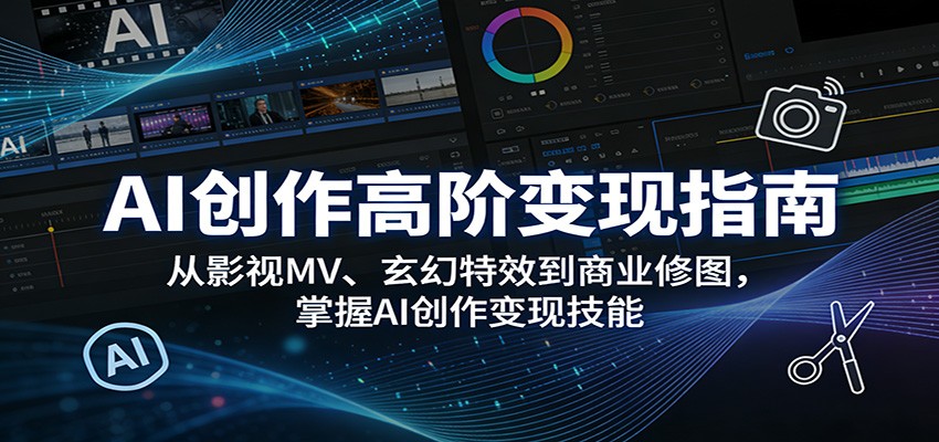AI创作高阶变现指南:从影视MV、玄幻特效到商业修图,掌握AI创作变现技能-摇钱树