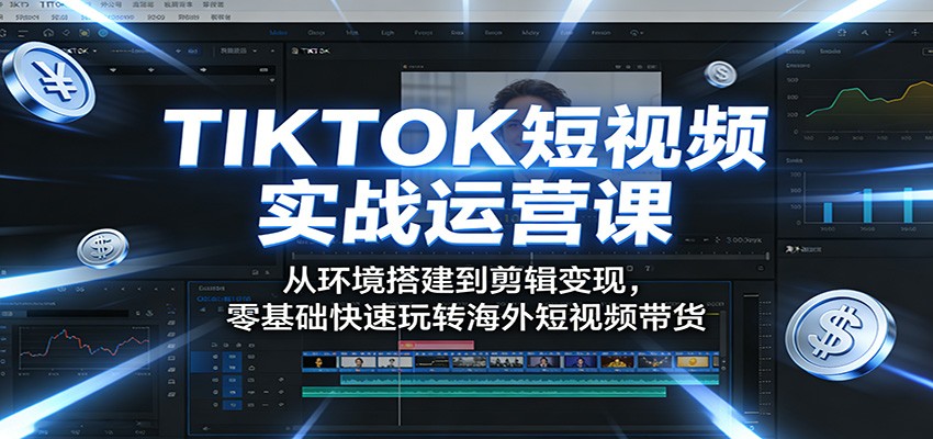 TIKTOK短视频实战运营课：从环境搭建到剪辑变现，零基础快速玩转海外短视频带货-摇钱树