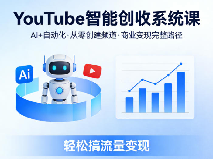 YouTube智能创收系统课，AI+自动化，从零创建YouTube频道并实现商业变现的完整路径，轻松搞流量变现-摇钱树