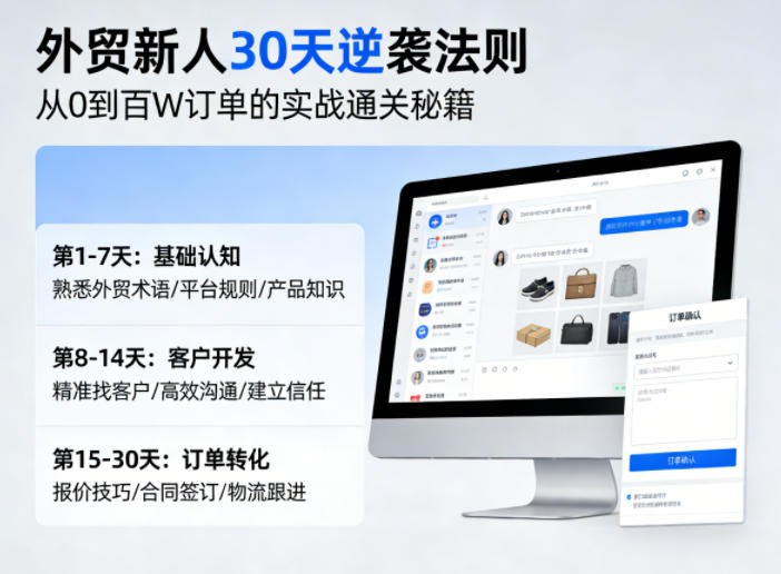 外贸新人30天逆袭法则，教你从0到百W订单的实战通关秘籍-摇钱树