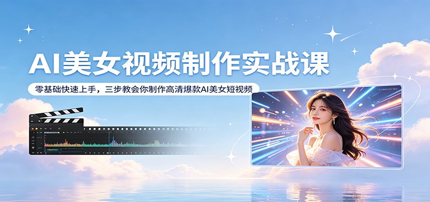 AI美女视频制作实战课：零基础快速上手，三步教会你制作高清爆款AI美女短视频-财哥网创-全网最新项目自助网站