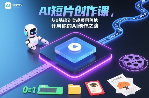 AI短片创作课,从0基础到实战项目落地,开启你的AI创作之路(更新0411)-财哥网创-全网最新项目自助网站