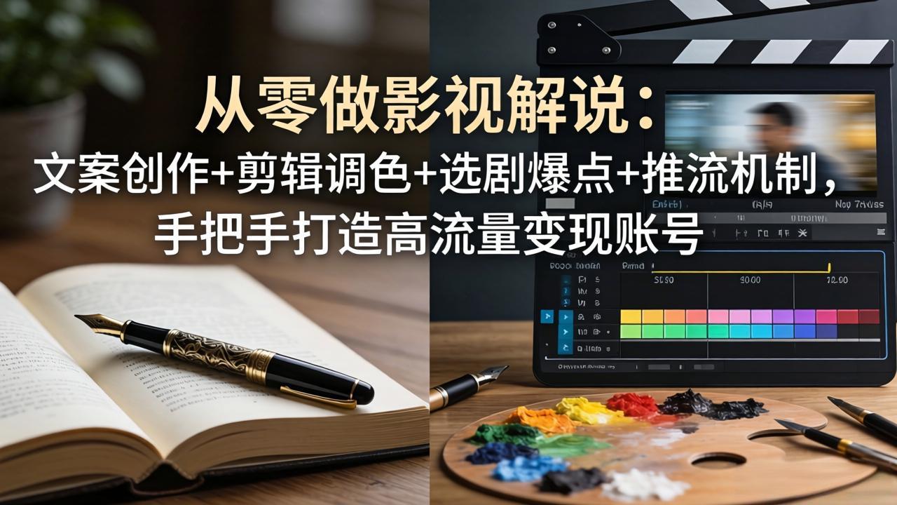 从零做影视解说：文案创作+剪辑调色+选剧爆点+推流机制，手把手打造高流量变现账号-摇钱树
