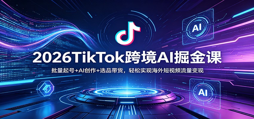 2026TikTok跨境AI掘金课:批量起号+AI创作+选品带货,轻松实现海外短视频流量变现-摇钱树