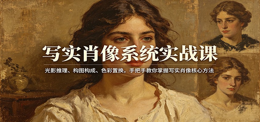 写实肖像系统实战课：光影推理、构图构成、色彩置换，手把手教你掌握写实肖像核心方法-创业攻略