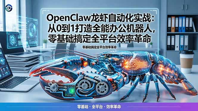 OpenClaw龙虾自动化实战：从0到1打造全能办公机器人，零基础搞定全平台效率革命-财哥网创-全网最新项目自助网站