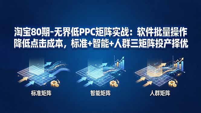 淘宝80期-无界低PPC矩阵实战：软件批量操作降低点击成本，标准+智能+人群三矩阵投产择优-摇钱树