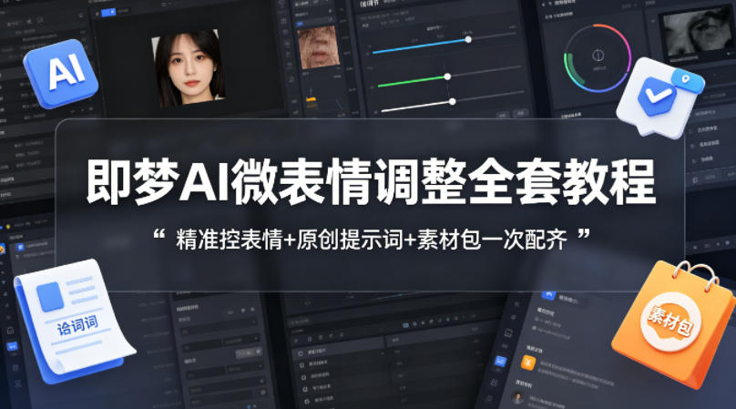 即梦AI微表情调整全套教程，精准控表情+原创提示词+素材包一次配齐-财哥网创-全网最新项目自助网站