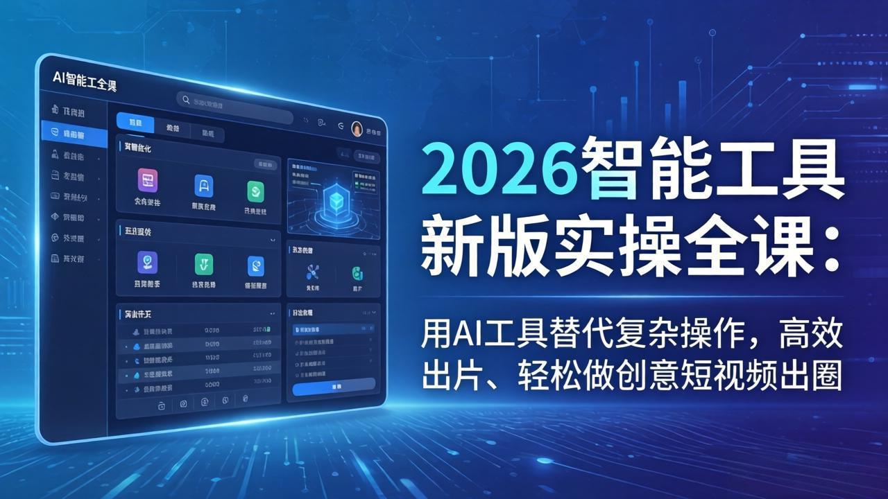 2026智能工具新版实操全课：用AI工具替代复杂操作，高效出片、轻松做创意短视频出圈-财哥网创-全网最新项目自助网站