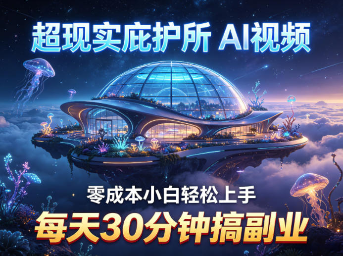 超现实庇护所AI视频项目拆解，零成本小白轻松上手，每天30分钟搞副业-摇钱树