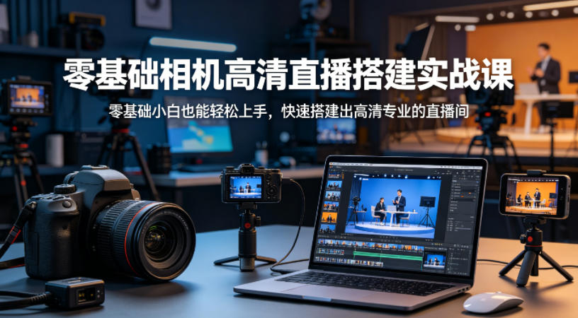 零基础相机高清直播间搭建实战课,小白也能轻松上手,快速搭建出高清专业的直播间-摇钱树