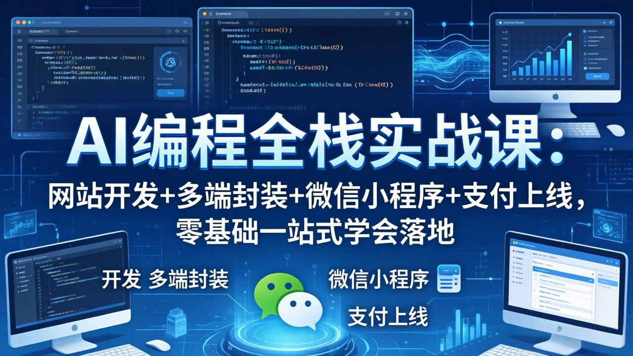 AI编程全栈实战课：网站开发+多端封装+微信小程序+支付上线，零基础一站式学会落地-摇钱树
