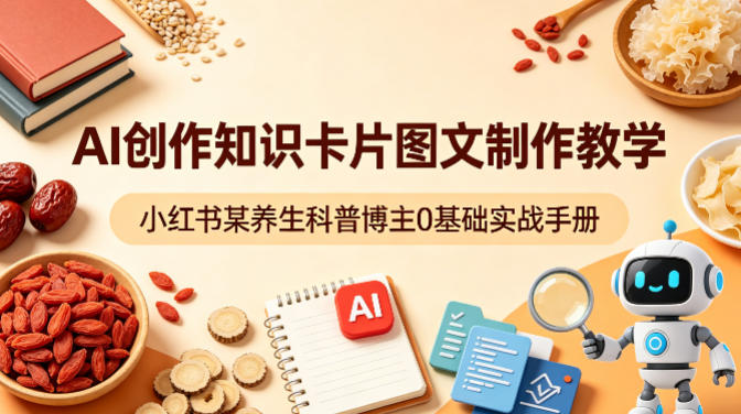AI创作知识卡片图文制作教学，小红书某养生科普博主0基础实战手册-阿鹏创业资源网