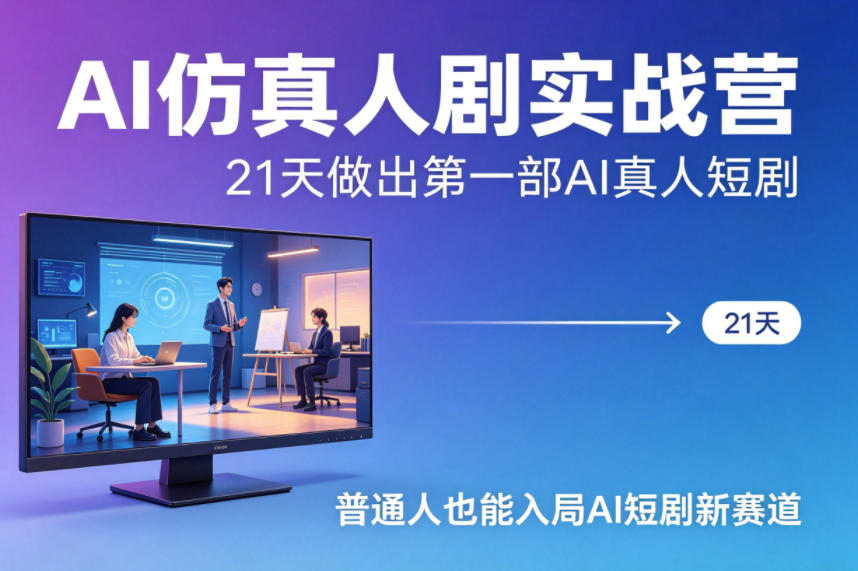 AI仿真人剧实战营，21天做出第一部AI真人短剧，普通人也能入局AI短剧新赛道(更新)-阿鹏创业资源网