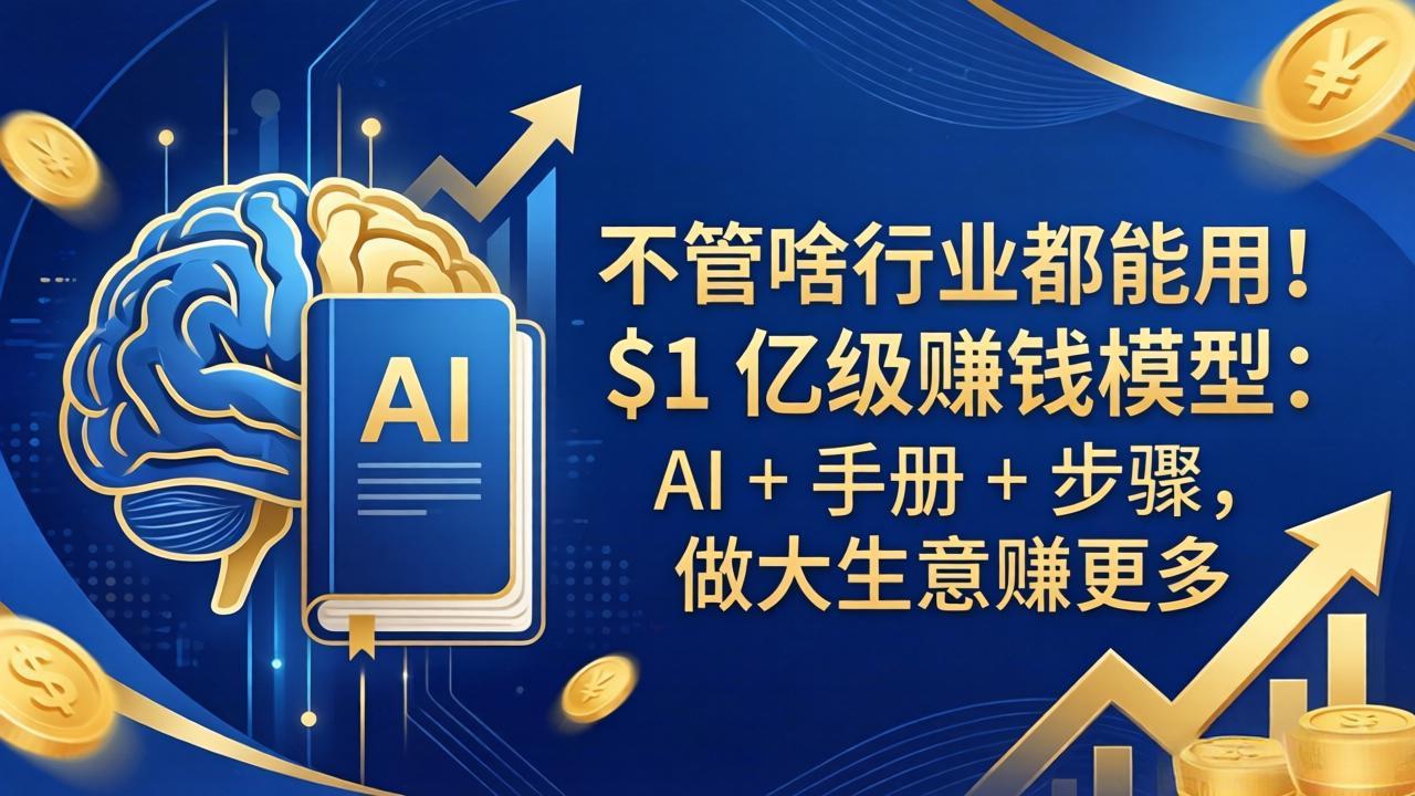 不管啥行业都能用!$1 亿级赚钱模型:AI + 手册 + 步骤,做大生意赚更多-阿鹏创业资源网