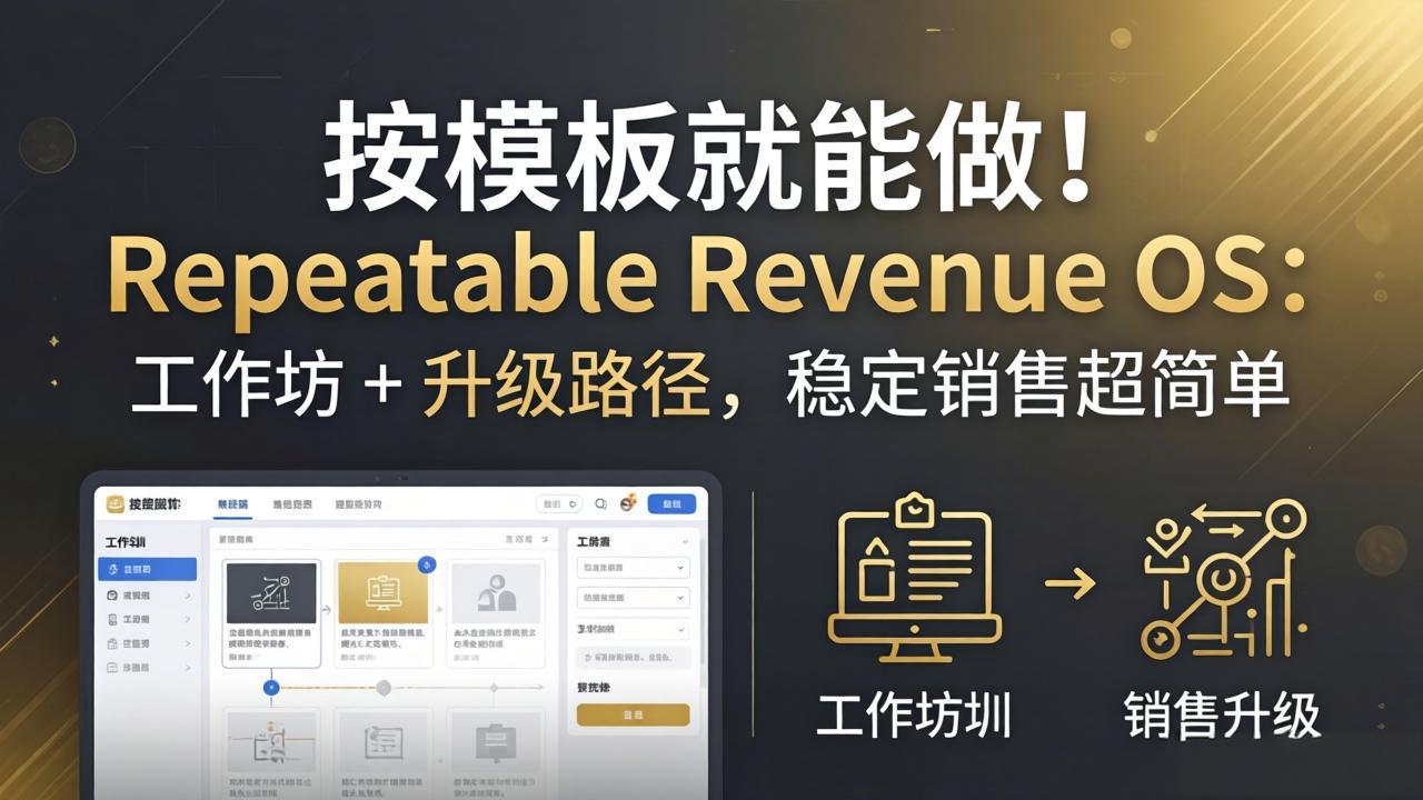 按模板就能做！Repeatable Revenue OS：工作坊 + 升级路径，稳定销售超简单-摇钱树