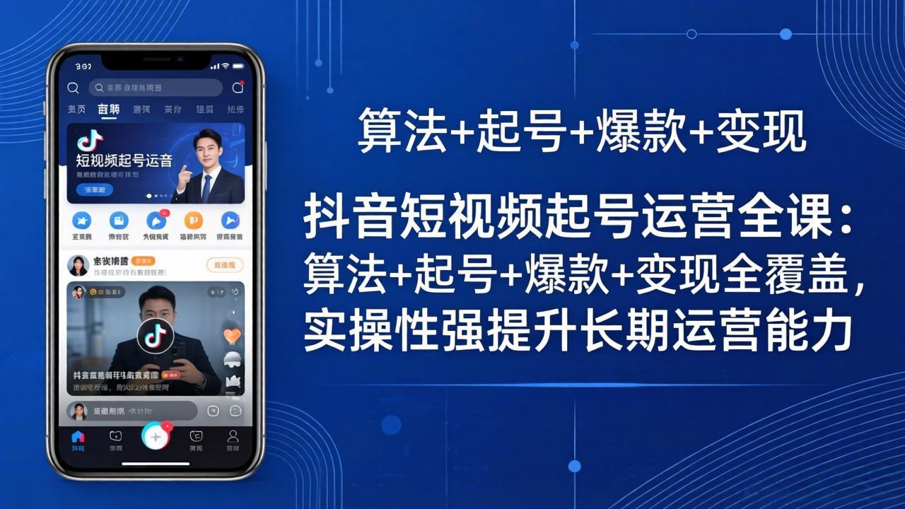 抖音短视频起号运营全课：算法+起号+爆款+变现全覆盖，实操性强提升长期运营能力-摇钱树