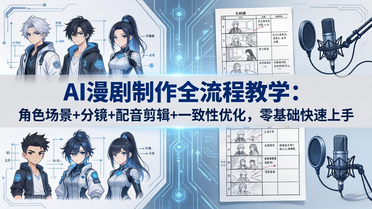 AI漫剧制作全流程教学：角色场景+分镜+配音剪辑+一致性优化，零基础快速上手-钱眼网