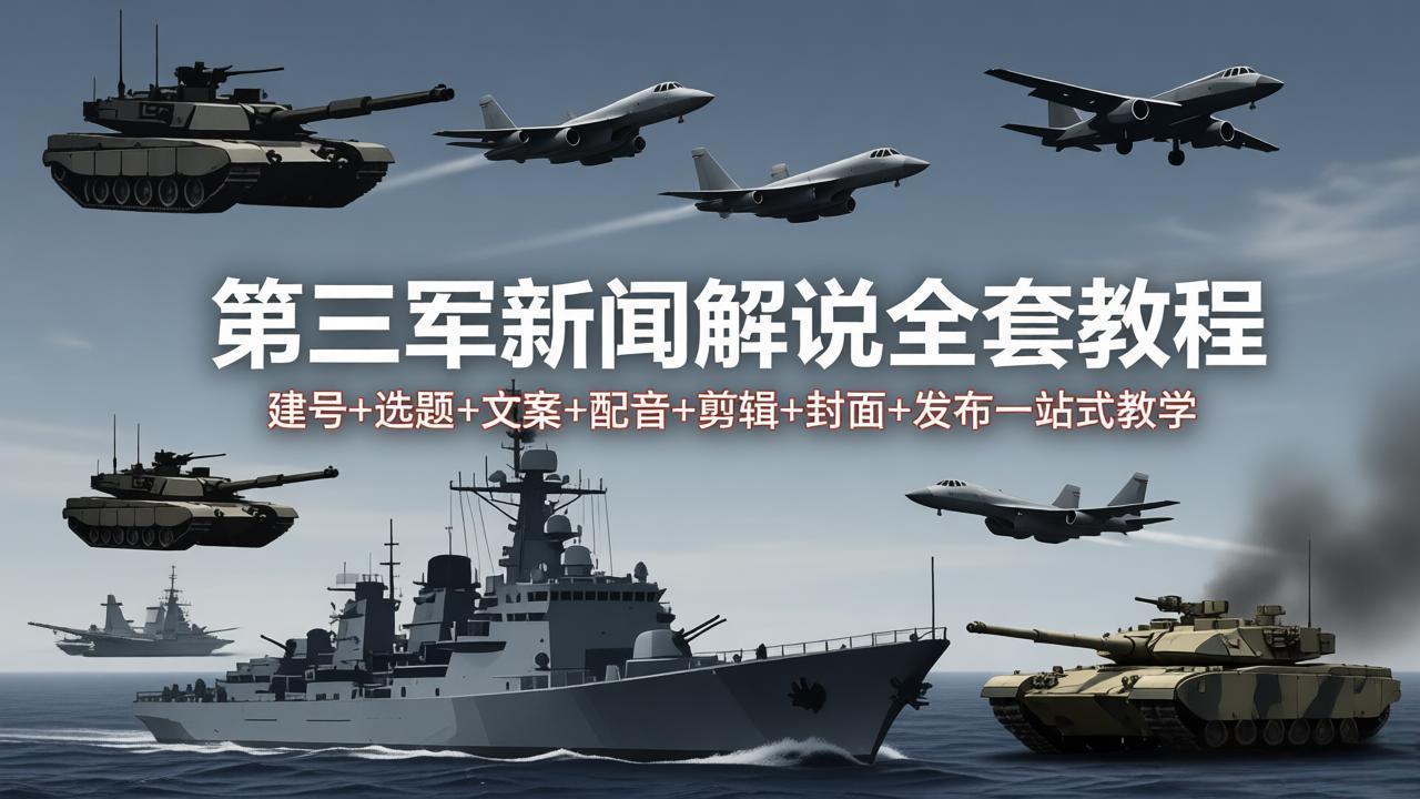 第三军迷新闻解说全套教程：建号+选题+文案+配音+剪辑+封面+发布一站式教学-钱眼网