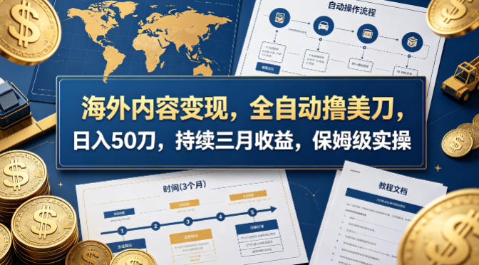 海外内容变现，全自动撸美刀，日入50刀，持续三月收益，保姆级实操【揭秘】-摇钱树