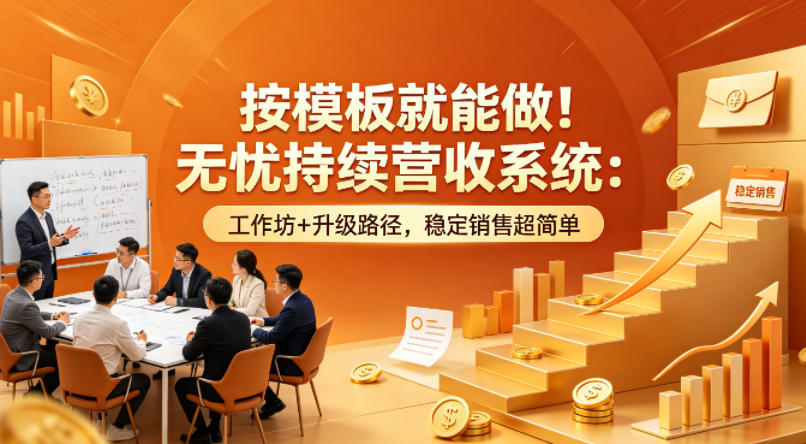 按模板就能做！无忧持续营收系统：工作坊+升级路径，稳定销售超简单【原创双语字幕】-摇钱树