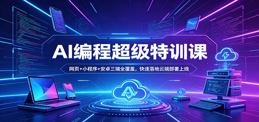 AI编程超级特训课：网页+小程序+安卓三端全覆盖，快速落地云端部署上线-日入300副业网