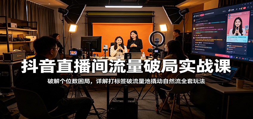 抖音直播间流量破局实战课：破解个位数困局，详解打标签破流量池撬动自然流全套玩法-摇钱树