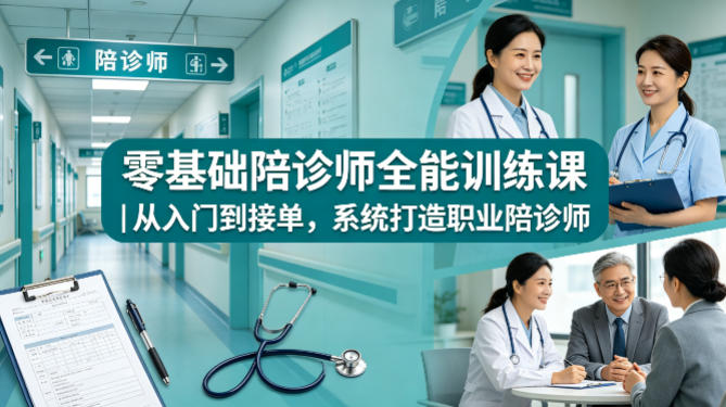 零基础陪诊师全能训练课｜从入门到接单，系统打造职业陪诊师-财哥网创-全网最新项目自助网站