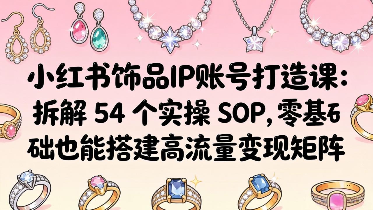 小红书饰品IP账号打造课：拆解 54 个实操 SOP，零基础也能搭建高流量变现矩阵-摇钱树