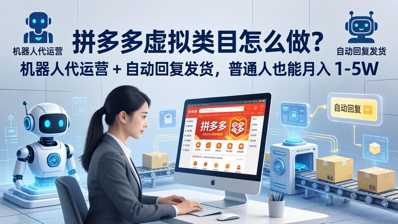 拼多多虚拟类目怎么做？机器人代运营 + 自动回复发货，普通人也能月入 1-5W-摇钱树