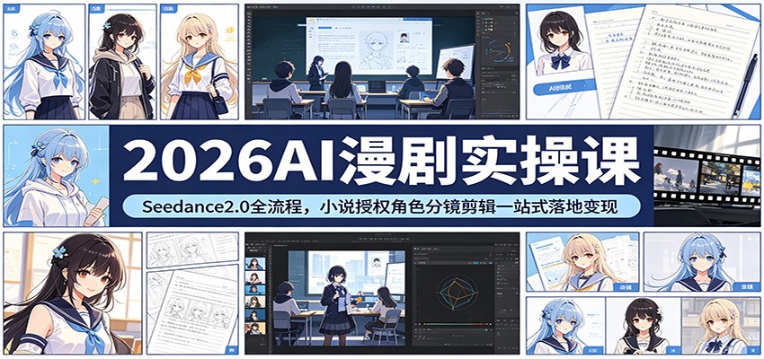 2026AI漫剧实操课：Seedance2.0全流程，小说授权角色分镜剪辑一站式落地变现-摇钱树