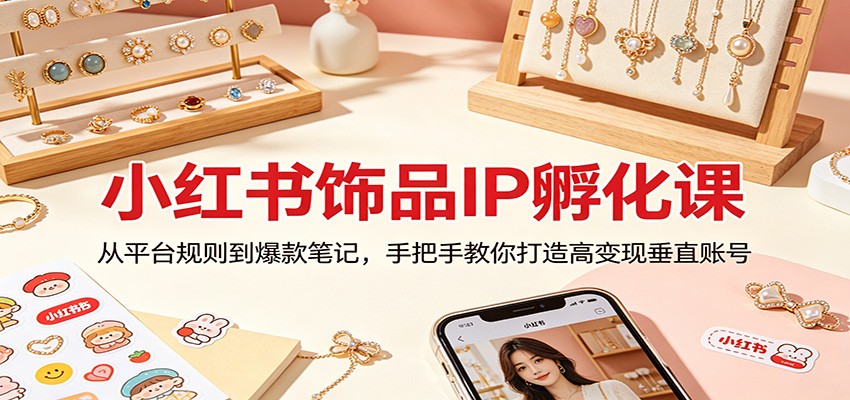 小红书饰品IP孵化课：从平台规则到爆款笔记，手把手教你打造高变现垂直账号-摇钱树