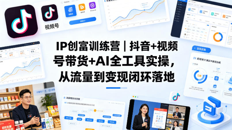 IP创富训练营｜抖音+视频号带货+AI全工具实操，从流量到变现闭环落地-摇钱树