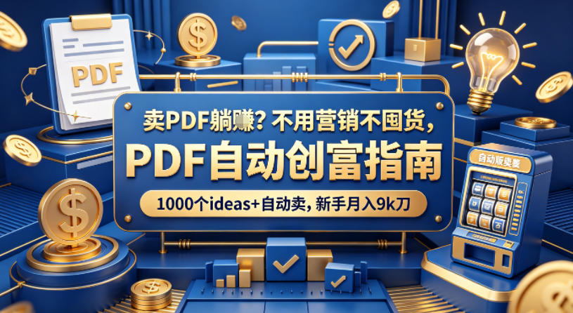 卖PDF躺賺？不用营销不囤货，PDF自动创富指南，1000个ideas+自动卖，新手月入9k刀【原创双语字幕】-摇钱树
