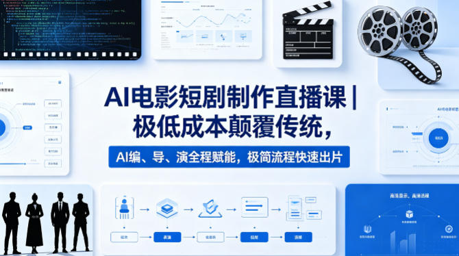 AI电影短剧制作直播课｜极低成本颠覆传统，AI编、导、演全程赋能，极简流程快速出片-摇钱树