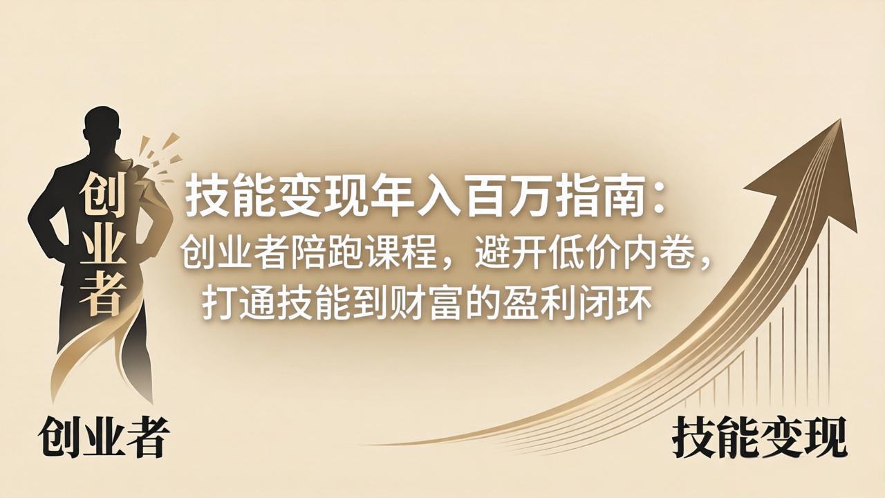 技能变现年入百万指南：创业者陪跑课程，避开低价内卷，打通技能到财富的盈利闭环-轻创驿站