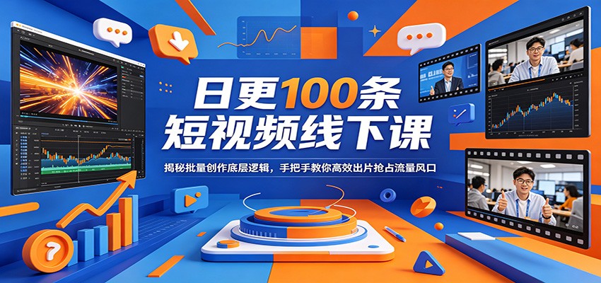 日更100条短视频线下课：揭秘批量创作底层逻辑，手把手教你高效出片抢占流量风口-摇钱树