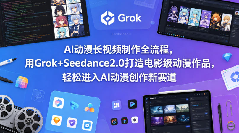 AI动漫长视频制作全流程，用Grok+Seedance2.0打造电影级动漫作品，轻松进入AI动漫创作新赛道-摇钱树