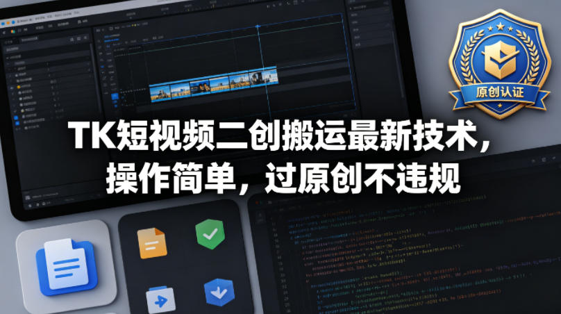 TK短视频二创搬运最新技术，操作简单，过原创不违规-摇钱树
