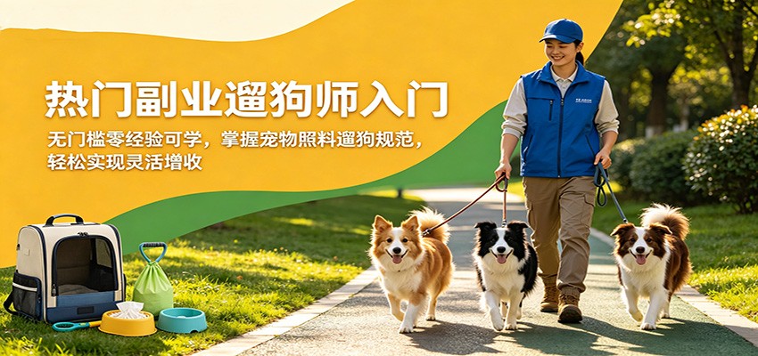 热门副业遛狗师入门，无门槛零经验可学，掌握宠物照料遛狗规范，轻松实现灵活增收-摇钱树