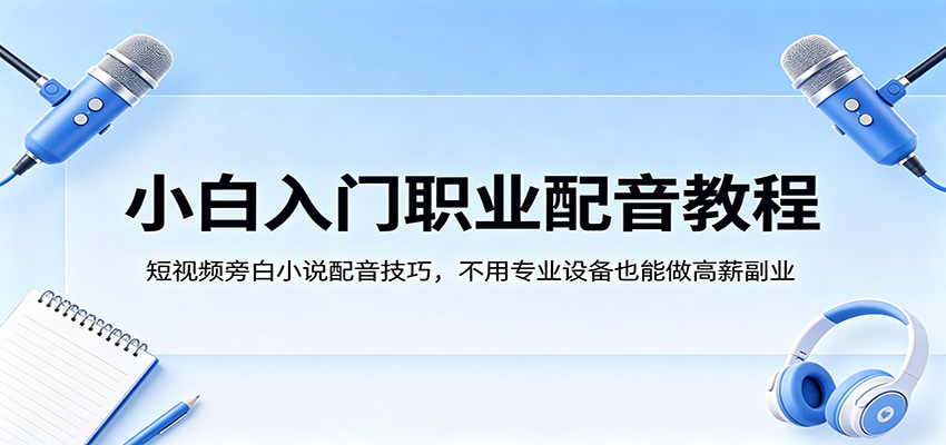 小白入门职业配音教程，短视频旁白小说配音技巧，不用专业设备也能做高薪副业-摇钱树