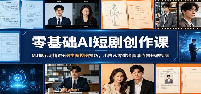 零基础AI短剧创作课：MJ提示词精讲+图生图控图技巧，小白从零做出高清连贯短剧视频-摇钱树
